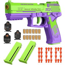Automatic Pull Back Toy Gun for Kids - Shell Ejecting Shooting Game