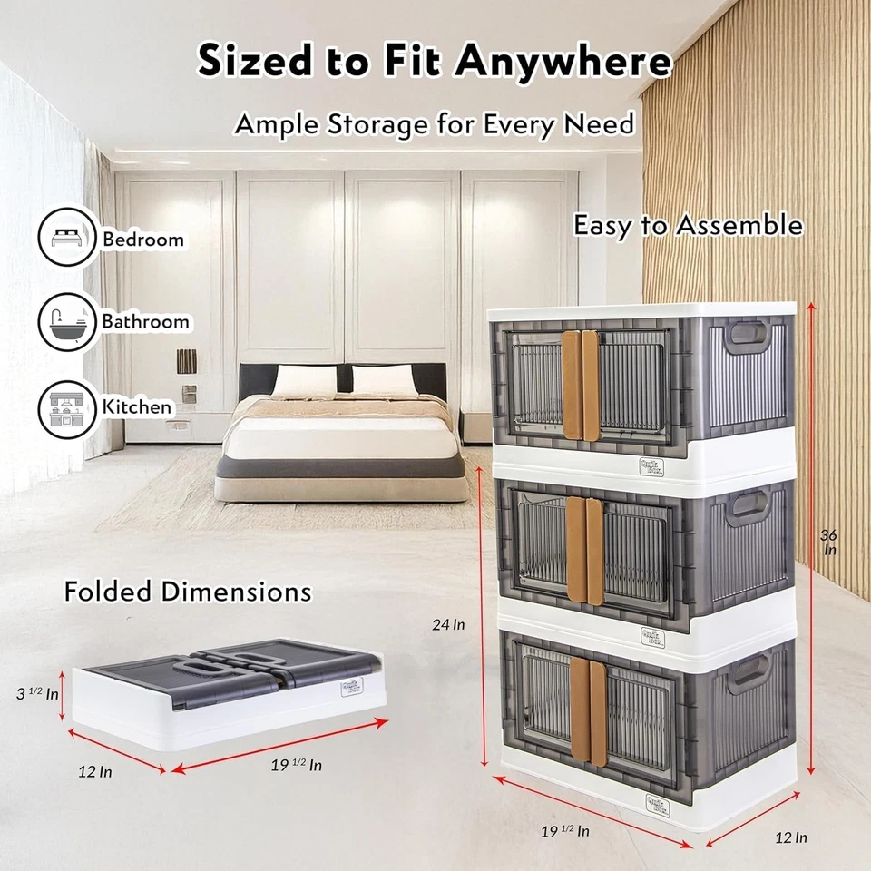 Collapsible Organizer Bins 3 Pack - 8.4 Gal Capacity - Image 4 of 4