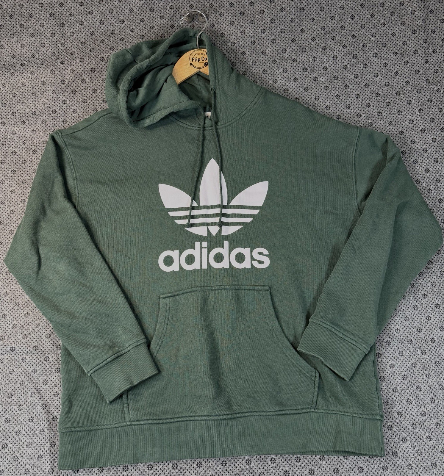Adidas Trefoil Hoodie Green Pullover Sweatshirt Men's Size Large