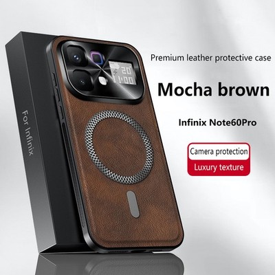 For Infinix Note 60 Pro, Luxury Leather Magnetic Wireless Charging Cover Case