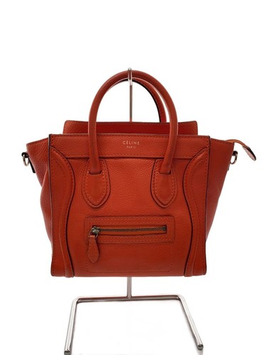 Celine Luggage Nano Shopper Shoulder Bag Orange Leather