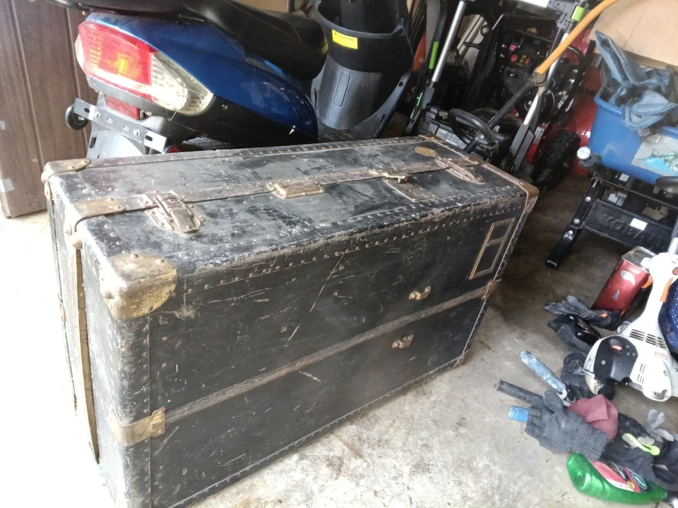 Дорожный сундук 1920-х очень старый антикварный сундук. Состояние товара для своего возраста, - Изображение 2 из 4