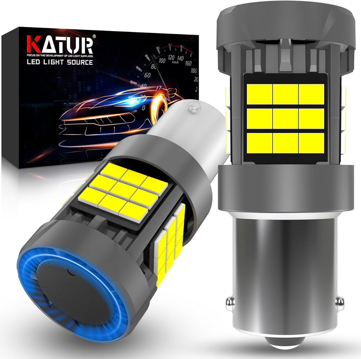 1156 BA15S LED Bulb, Canbus 500% Brightness 3000LM 6000K Xenon White with Coolin