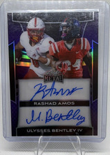 2025 Leaf Metal Dual Autographs Rashad Amos Ulysses Bentley IV Purple Prismatic…