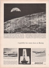 Boeing 1966 Vintage Magazine Ad Lunar Orbiter 747 Saturn V PGH Space Flight