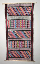 Colorful Woven wall art tapestry hanging with Wooden Rodes