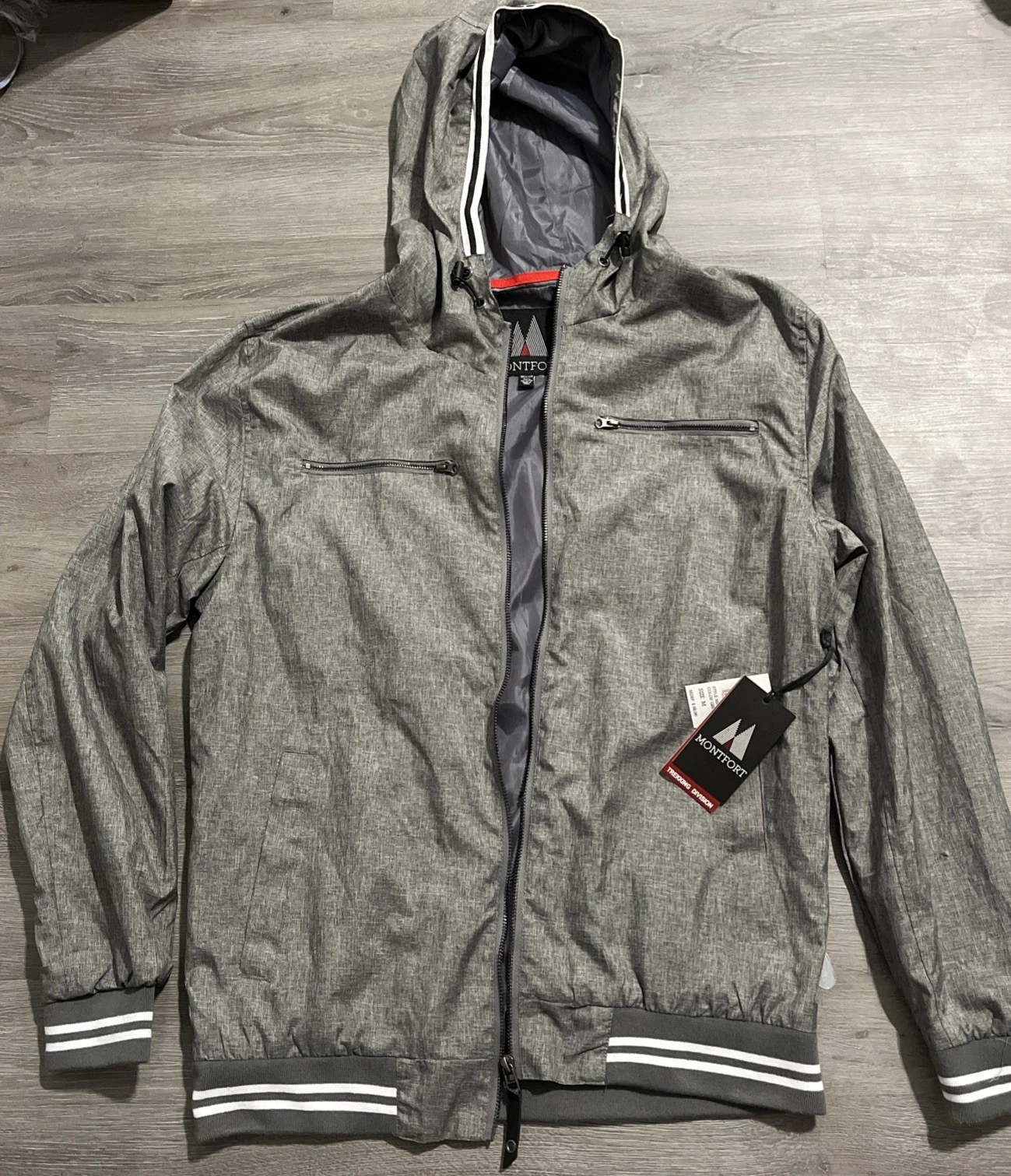 NWT Montfort Trekking Division Full Zip Hoodie Jacket Grey-Size Medium
