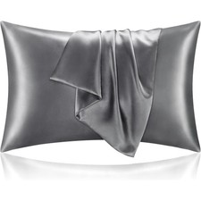 Satin Pillowcase Queen 20"x30"2 Pack Cooling Soft for Hair and Skin Dark Grey