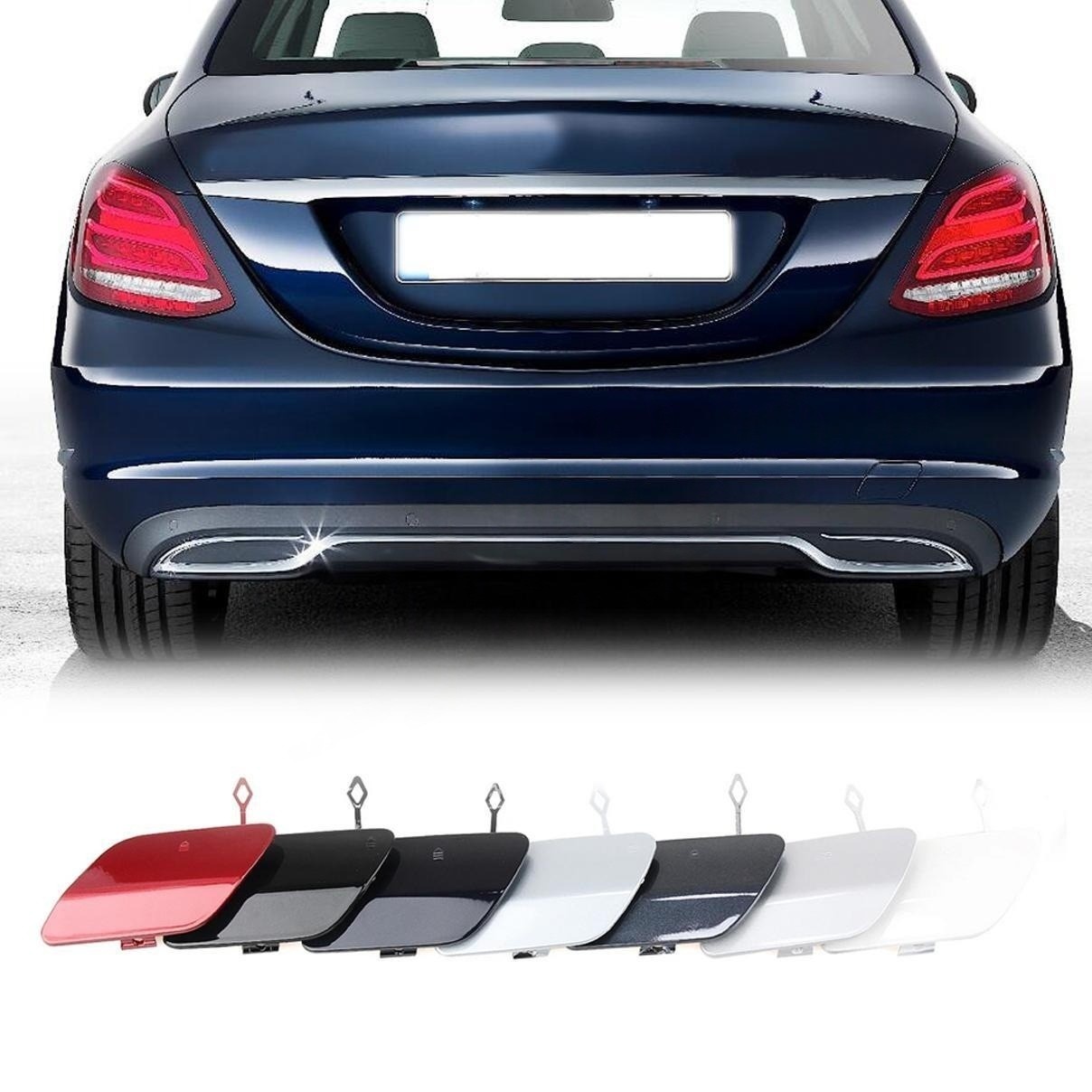 Rear Bumper Tow Hook Cover Eye Cap For 15-21 Mercedes Benz C Class W205 Sedan