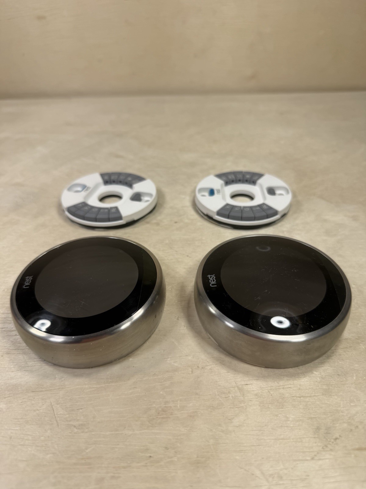 Nest Programmable 3rd Gen Thermostats LOT OF 2 A0013 Stainless Steel w/ Backs