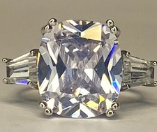 Vintage Sterling Silver Lg 14 x 12mm Oval Cubic Zirconia Statement Ring Size 7