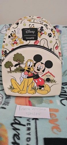 Loungefly Disney Mickey Mouse and Pluto Mini Backpack Allover Print Dog Paws