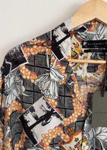 Allsaints “Vista” Short Sleeve Shirt Floral Black XXL/relaxed ***NEW*** - Picture 4 of 11