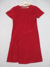Vtg R&K Originals Dress Womens 10 Red Short Sleeve Stretch Midi Sheath Back Zip