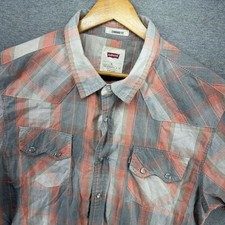 Levi's Western Pearl Snap Shirt Men's Size XL Standard Fit Short Sleeve Plaid