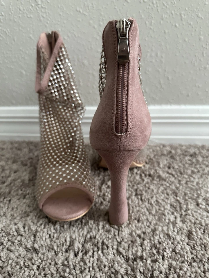 Винтажные Bisou Bisou кожаные туфли размер 8,5 розовый кристалл камень женские выпускные туфли - Изображение 2 из 4