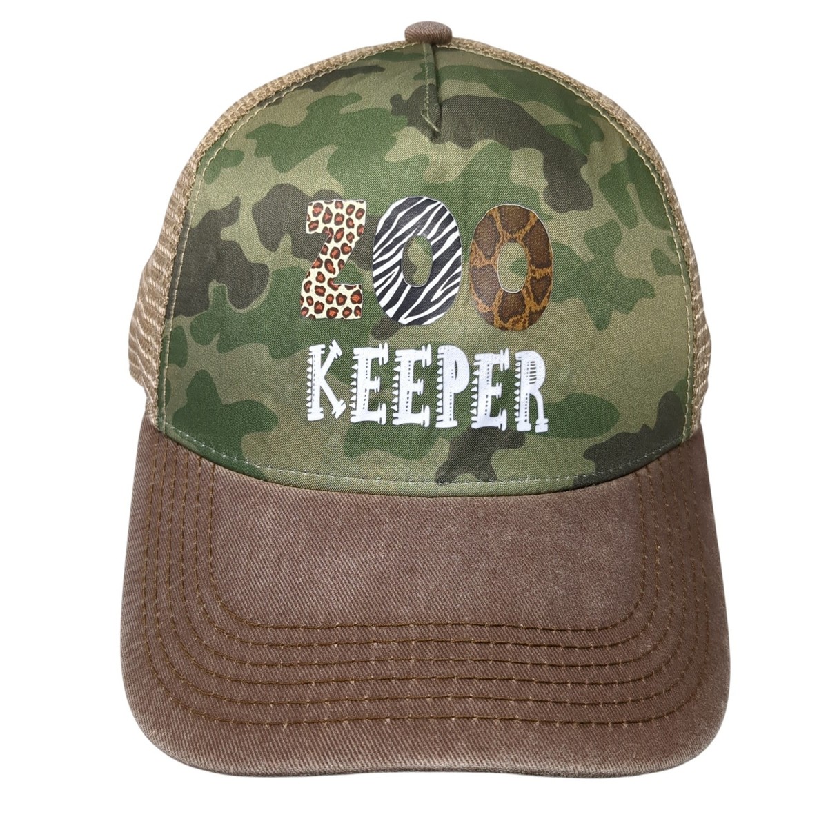 Zoo Keeper Snapback Mesh Back Trucker Hat Multicolor One Size Camo