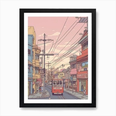 Tokyo Japan Reise Illustration 2 A gerahmtes Wandbild Poster Leinwanddruck Bild