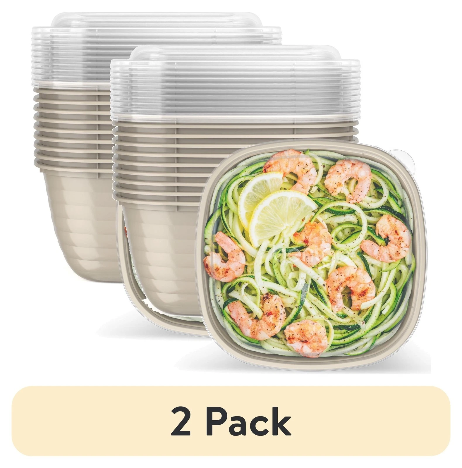 2 pack Prep 1-Compartment Bowls W/ Custom Fit Lids Reusable Microwaveable