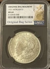 1921 Morgan Peace dollar MS 64 Black Holder W/ Original Bag Fragment!