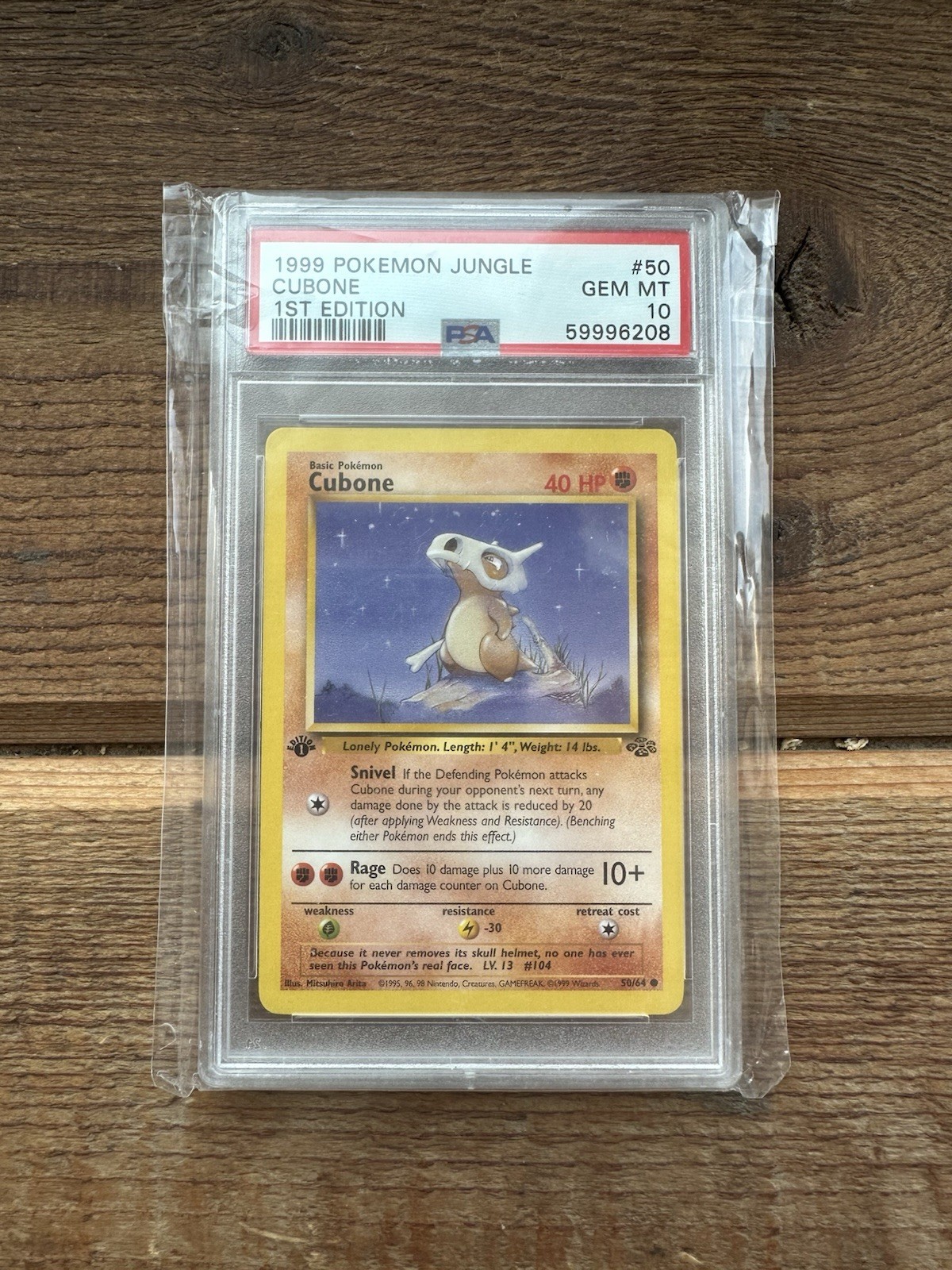 Pokémon TCG Cubone 1999 Jungle #50 1st Edition PSA 10