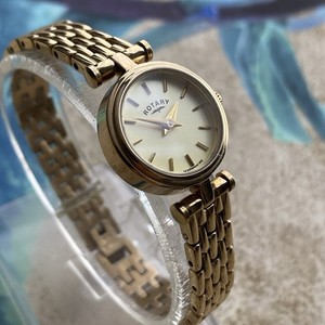 Authentic Rotary Watch Ladies Petite Cocktail Dress Champagne Dial Gold Plated 20mm Case
