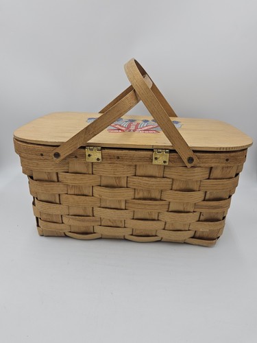 Basketville Picknickkorb bemalt Texas Gürteltier Bluebonnet Blumen Putney VT - Bild 10 von 15
