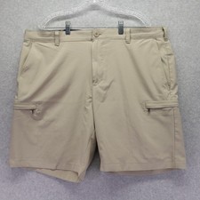 IZOD Golf Shorts Mens 40 Cargo Pocket Casual Stretch Flex Flat Front Beige