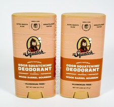 2 Dr. Squatch WOOD BARREL BOURBON Men's Natural Deodorant 2.65oz Stick Zero Grit