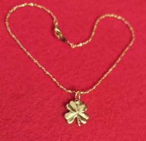 Authentic MENS 9 1/2 INCH 14KT GOLD PLATED FOUR LEAF CLOVER TWISTED NUGGET ANKLET - A2