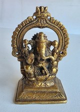 WONDERFUL OLD BRASS INDIAN GANESH STATUE - HINDU ELEPHANT DEITY - VERY RARE