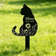 Custom Cat Memorial Metal Stake, Personalized Pet Grave Marker Gift