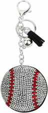 Rhinestone Sparkling Baseball Keychain Ball Key Ring Women Man Teens Purse Car S