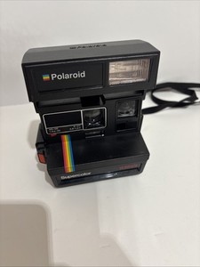 Polaroid Supercolor 635 CL Instant Camera Vintage Black Rainbow Stripe