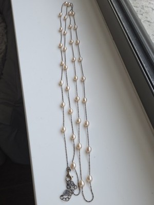 BARSE Sterling Silver Pearl Necklace 56''