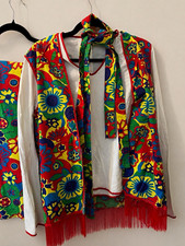 Women  s 1960s Hippie Costume Complete Outfit Set w/ Fringed Vest  Pants