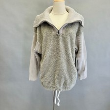 Varley Rogers Teddy Sherpa Half Zip Pullover in Sage Grey Size Large
