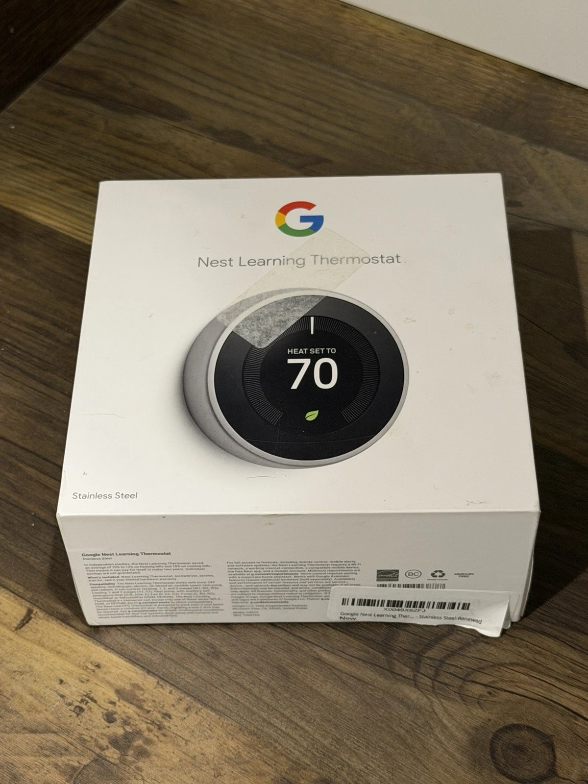 Google Nest 3rd Gen Learning Thermostat: T3007ES Stainless PARTS OR REPAIR ONLY
