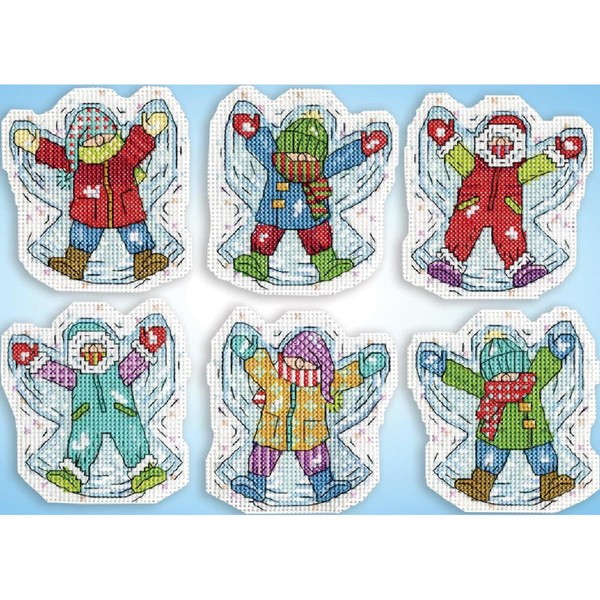 "Design Works Kreuzstich Stickpackung \"Weihnachtsbaumschmuck Schneeengel (6Er-Set"-image