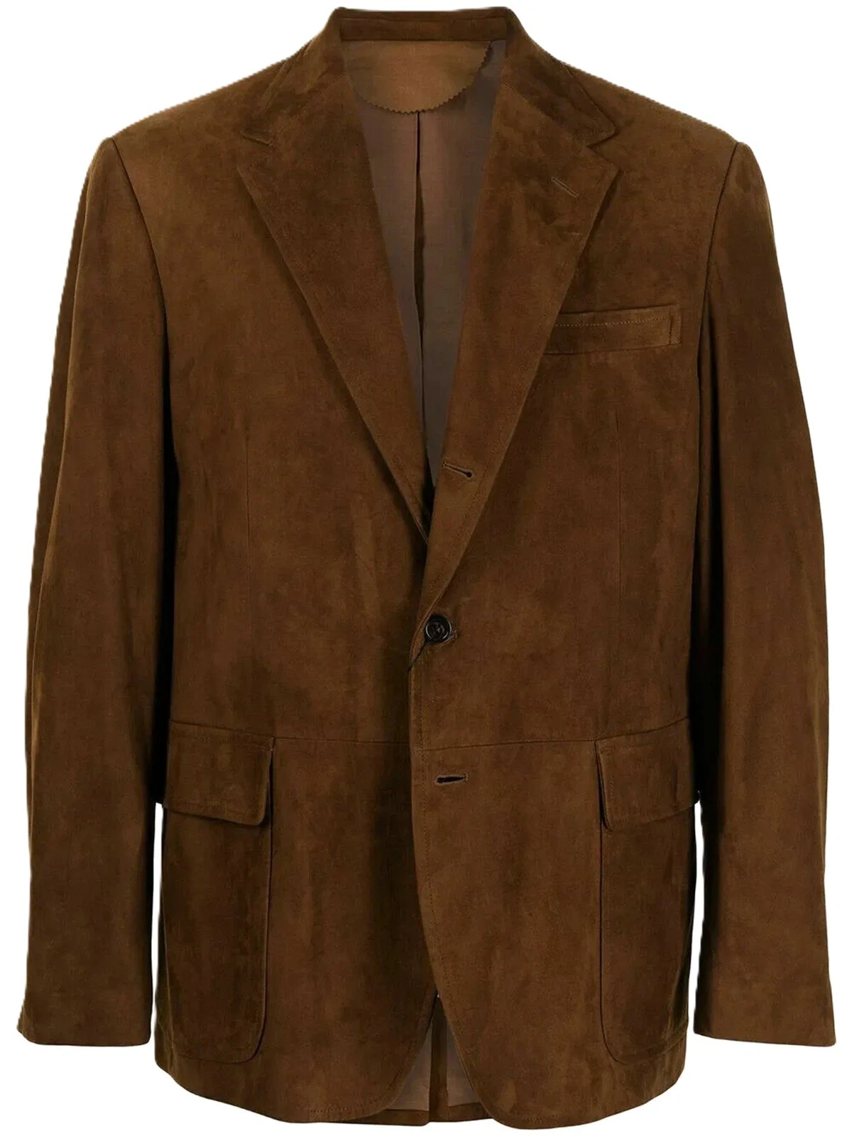 Men's Brown Suede Leather Blazer Soft Suede Coat Three Button Classic Jacket