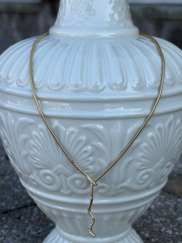 Tiffany & Co 18K Gold Diamond Snake Lariat Drop Chain Necklace Rare - Picture 24 of 24