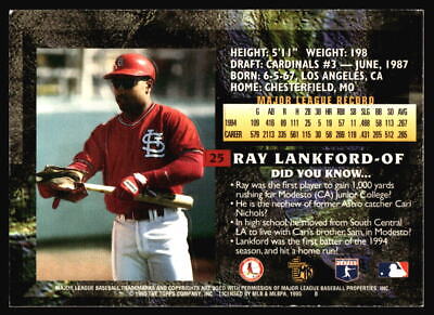 1995 Topps Embossed Ray Lankford #25 St. Louis Cardinals | eBay 1995 Topps Embossed Ray Lankford #25 St. Louis Cardinals | eBay