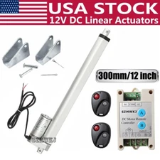 14mm/s 12" Stroke Linear Actuator W/ Controller Brackets DC 12V 220lbs Max Lift