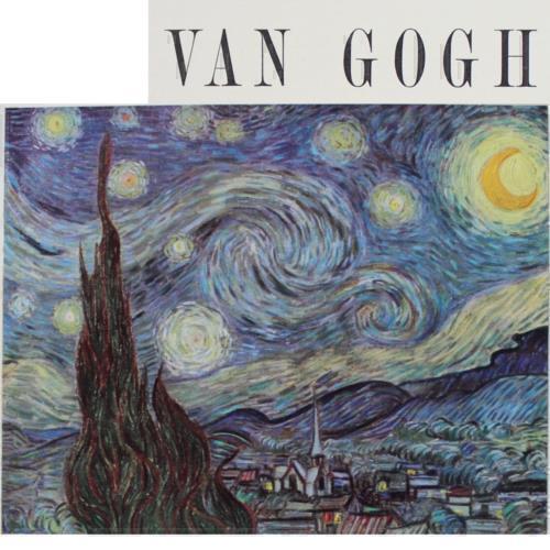 VAN GOGH ART PRINT VINTAGE 1954 COLOR LITHOGRAPH ITALY STARLIT NIGHT STARRY