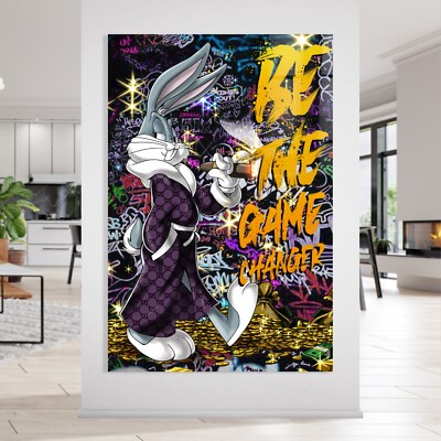   WANDBILD BUGS BUNNY POP ART, LUXUS MARKE ACRYLGLAS , LEINWAND, POSTER DEKO