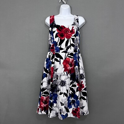 Luxe By Carmen Marc Valvo Dress Womens 4 Red Blue Floral Sleeveless Fit & Flare | eBay Luxe By Carmen Marc Valvo Dress Womens 4 Red Blue Floral Sleeveless Fit & Flare | eBay