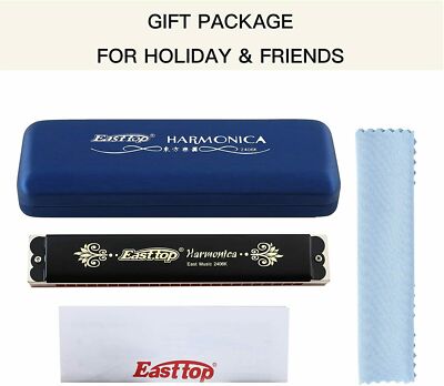 East Top 24Holes Tremolo Harmonica Key of C Professional Harmonica Birthday Gift