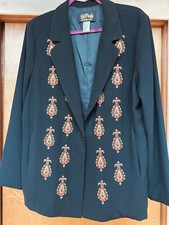 Black Embroidered Bob Mackie Waerable Art Blazer Vintage L