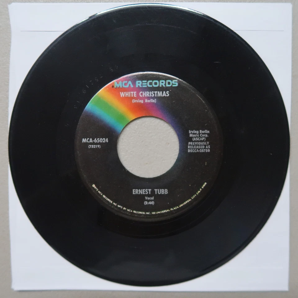 ERNEST TUBB WHITE CHRISTMAS/ BLUE CHRISTMAS MCA RECORDS VINYL 45 VG 27-83 - Image 2 of 2