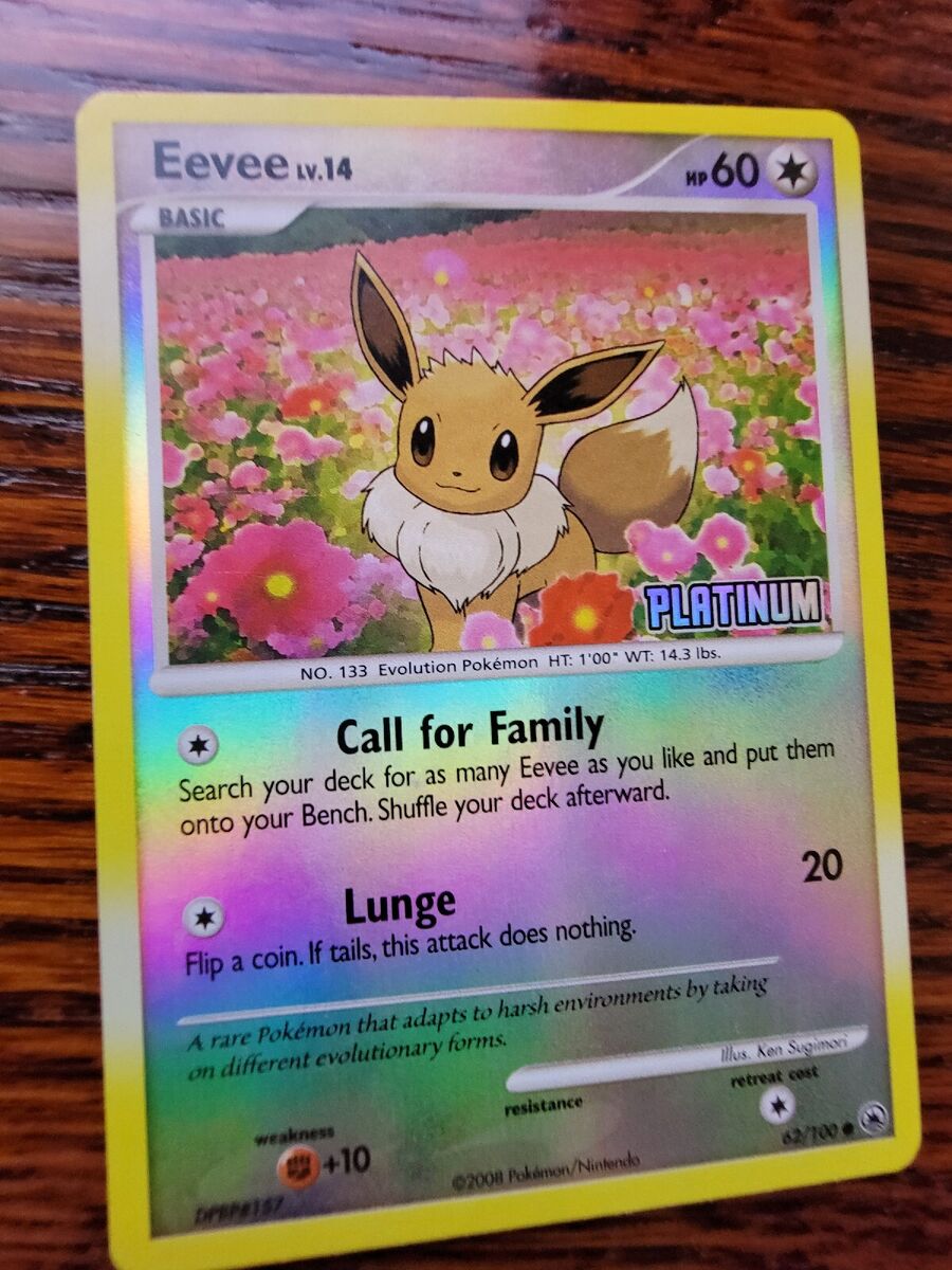 Pokemon Eevee Platinum Reverse Holo 62/100 TCG Card LP